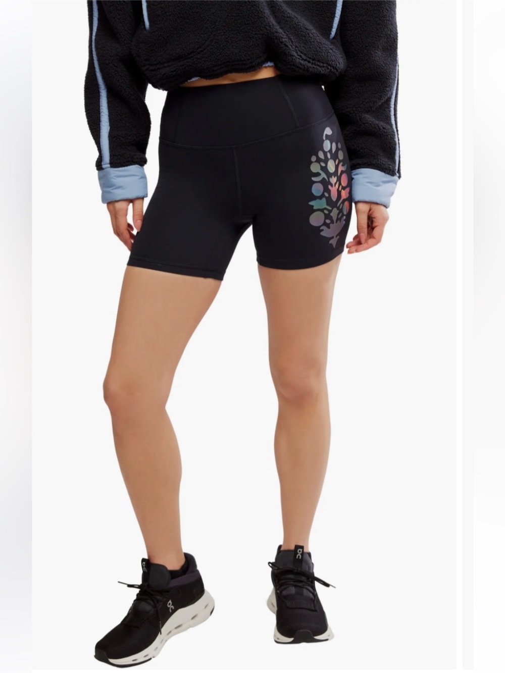 New FREE PEOPLE Metallic Logo Never Better High-Waist Bike Shorts
